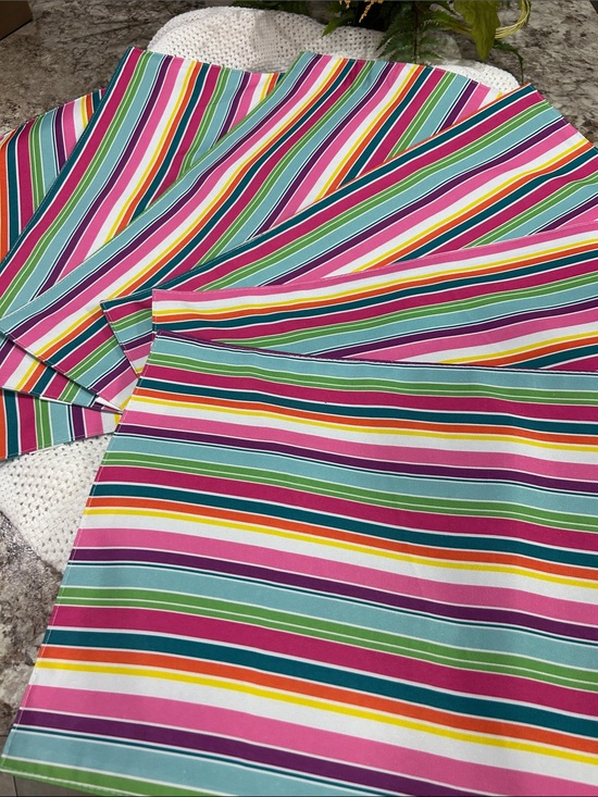 Greenbrier International Other - Summer Placemats Indoor Outdoor Patio Parties Bright Stripes Festive Colors SIX